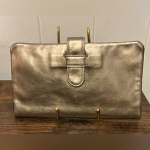 Rare Beautiful Gold Leather Johnny Farrah Clutch Wallet Handbag Bag